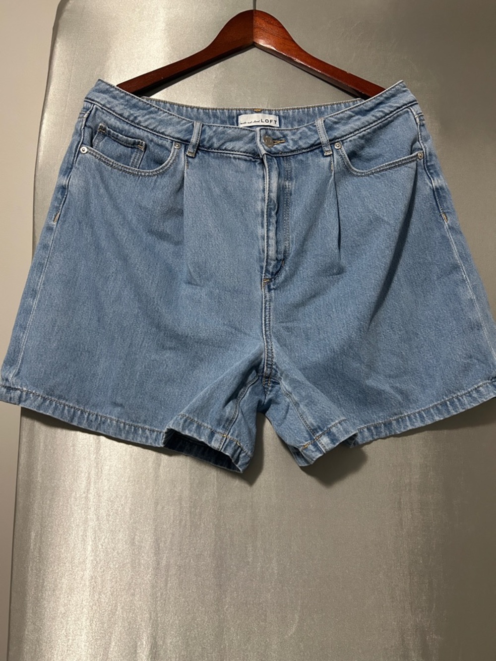 LOFT Light Blue Denim High-Rise Relaxed Jean Shorts